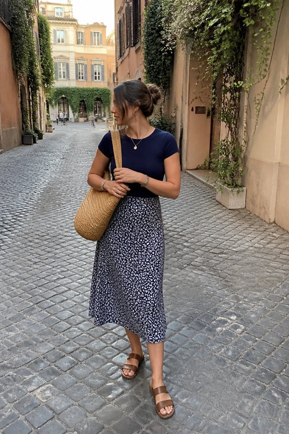 casual navy skirt accessory
