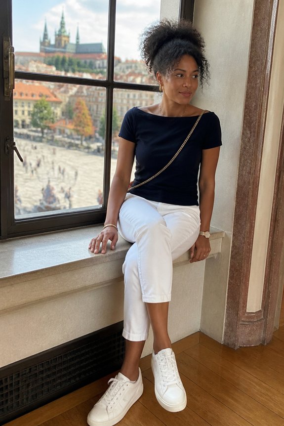 casual navy white outfit