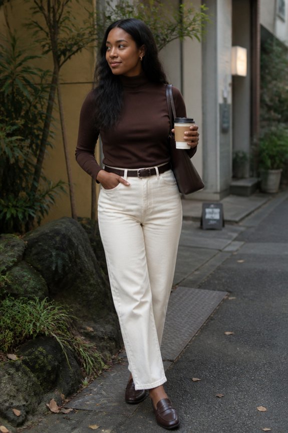 casual neutral layered look