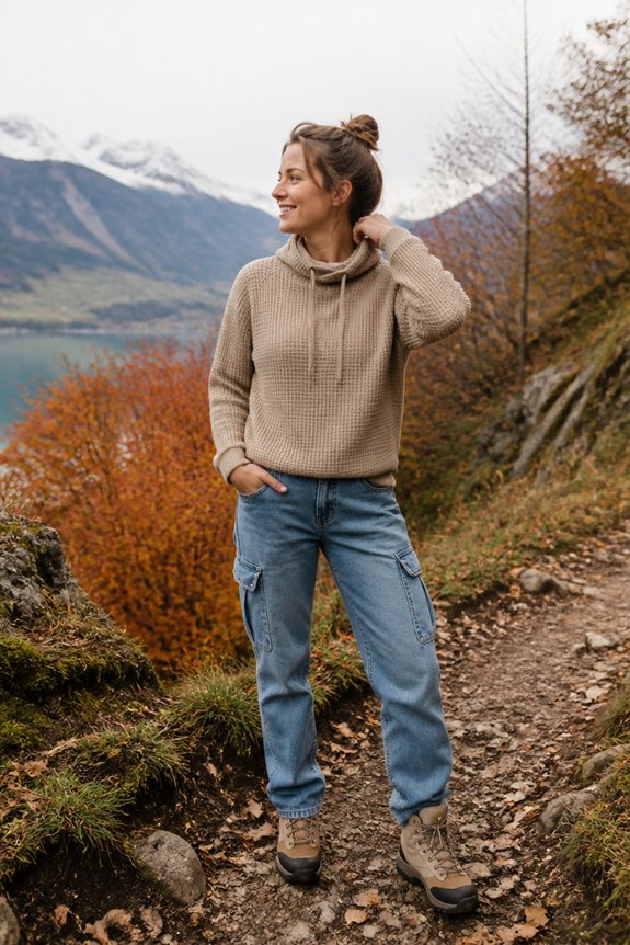 casual outdoor layered outfit