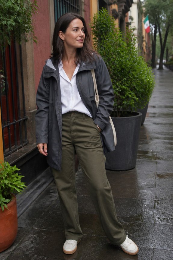 casual rainy day outfit
