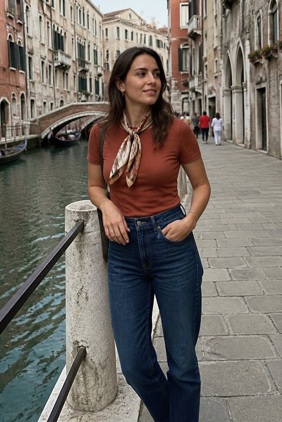 casual rust and denim