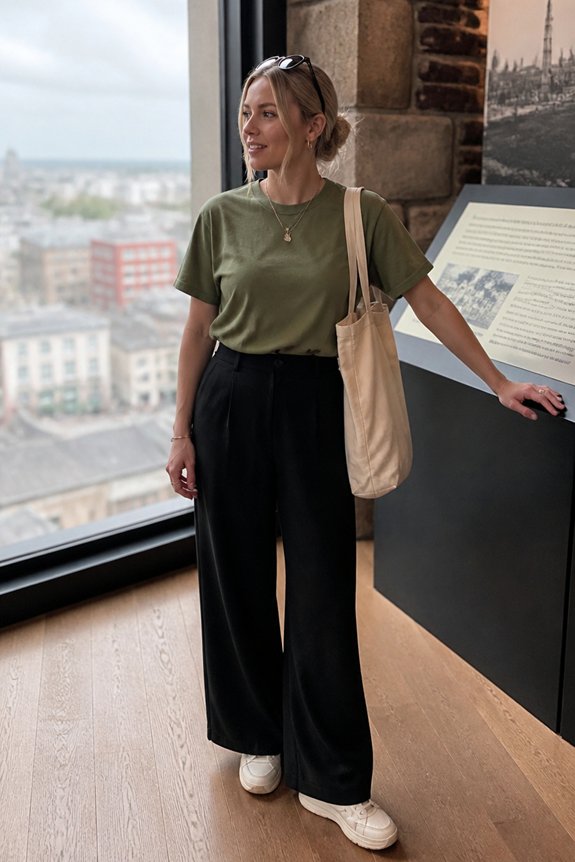 casual sage green outfit