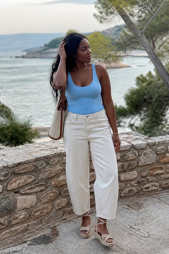 casual sky blue ensemble