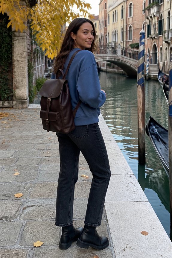 casual slate blue outfit