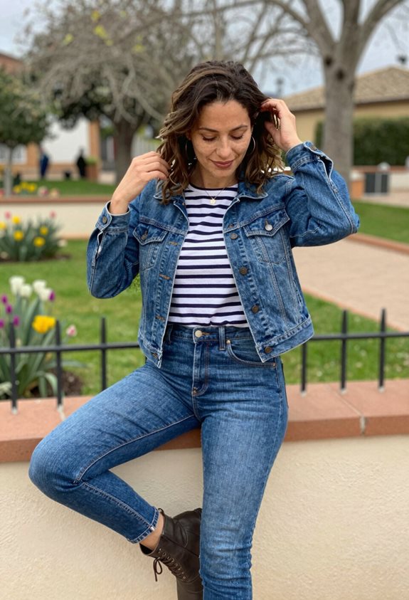 casual striped denim outfit