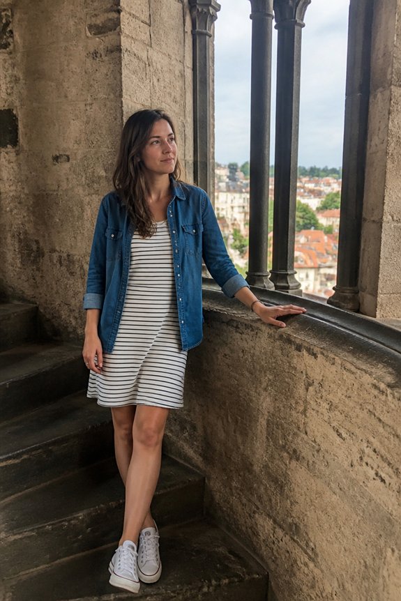 casual striped dress layered