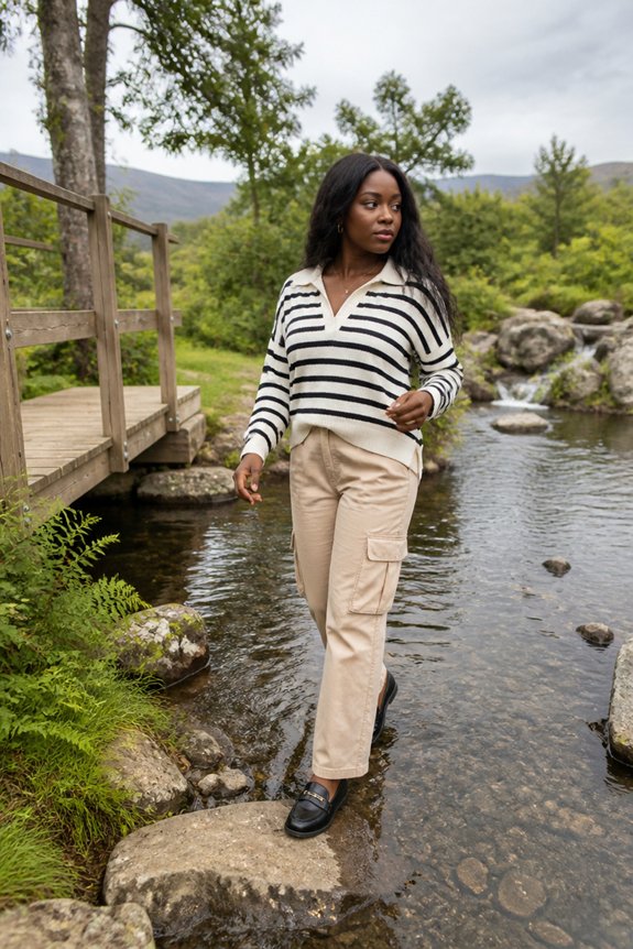 casual striped knit outfit