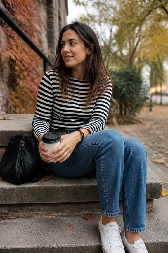 casual striped top ensemble