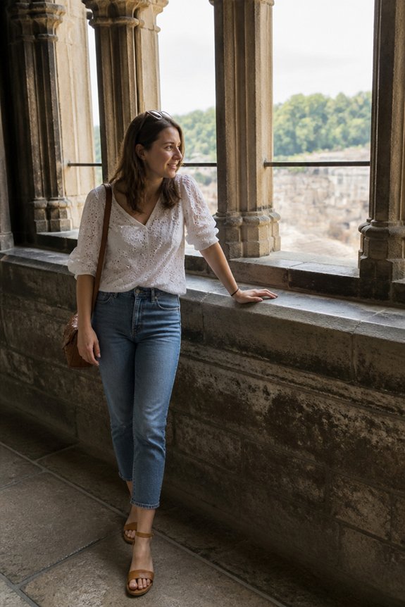 casual white blouse outfit