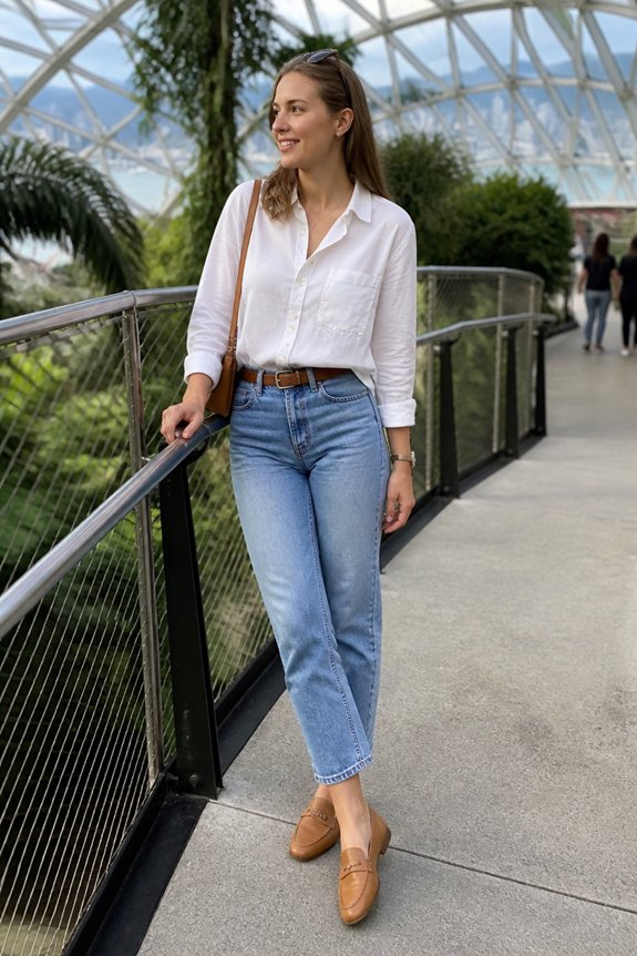 casual white poplin outfit