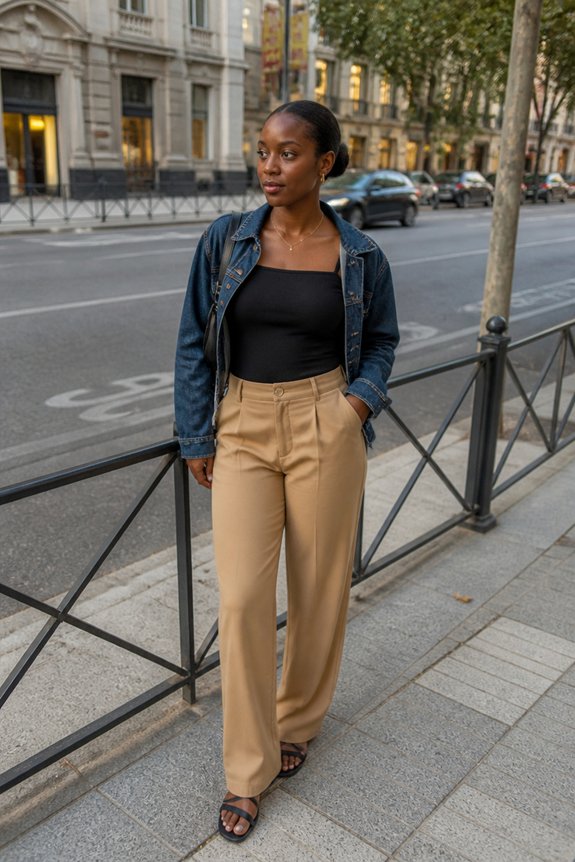 chic black and camel ensemble