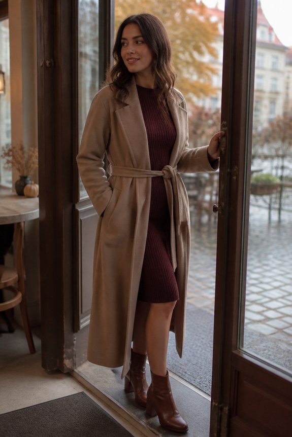 chic burgundy cold weather ensemble