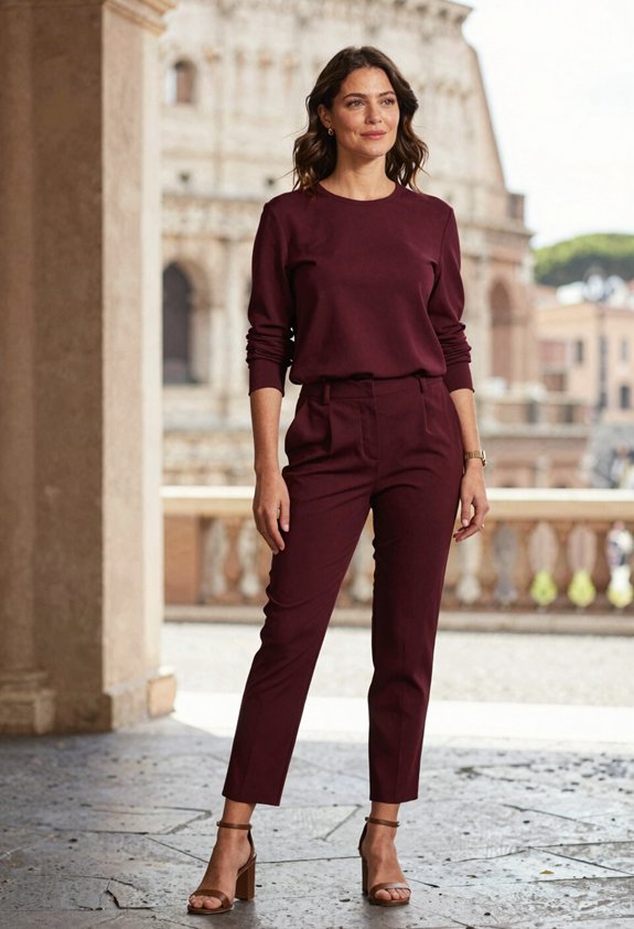 chic burgundy ensemble elegance