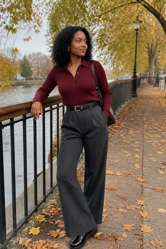 chic burgundy knit look