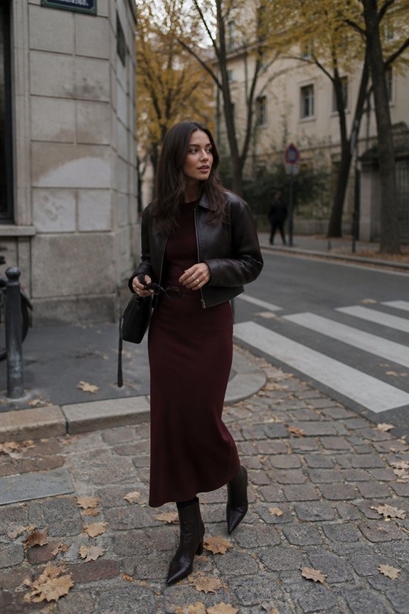 chic burgundy leather ensemble