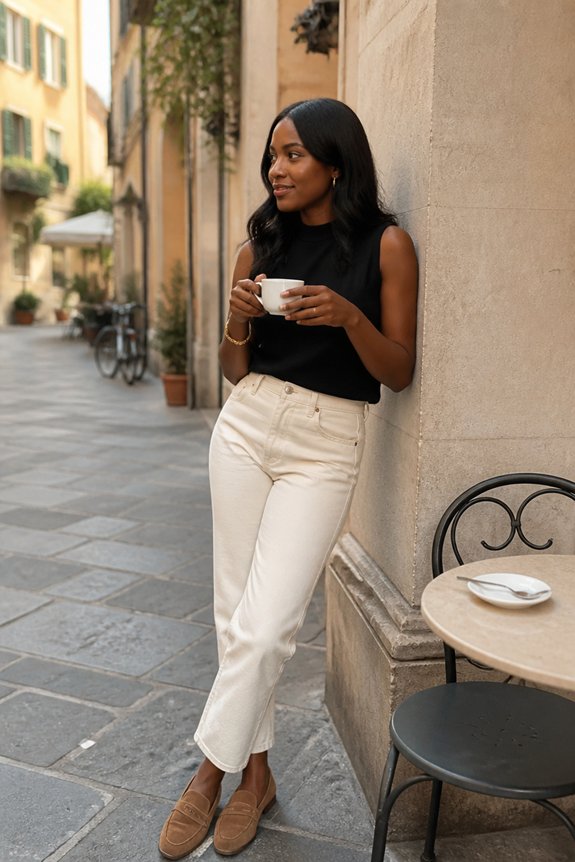 chic casual monochrome ensemble