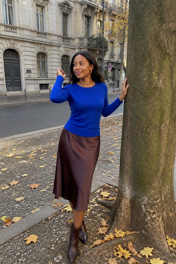 chic cobalt skirt ensemble