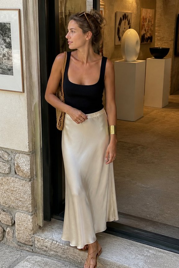 chic elegant satin ensemble