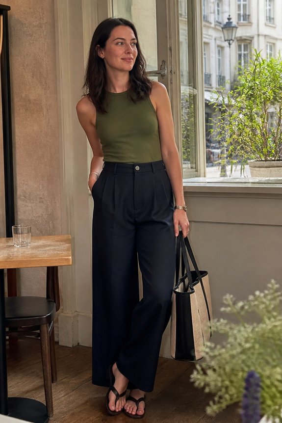 chic green navy accessories