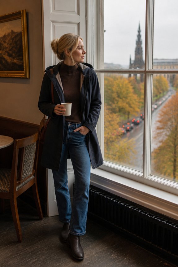 chic layered rainy day