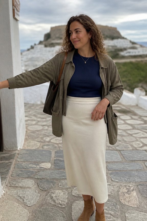 chic layered transitional outfit
