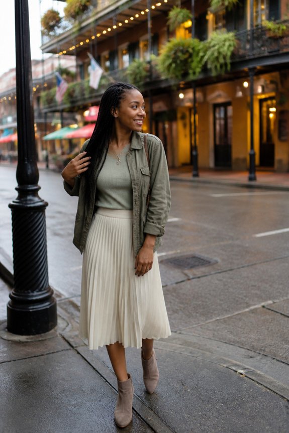 chic layered transitional outfit