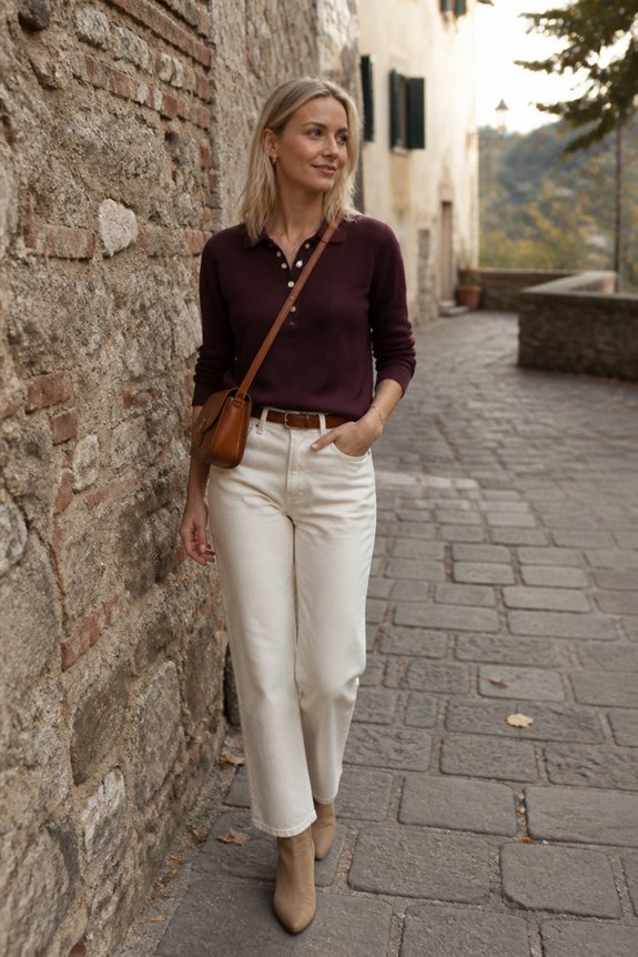 chic plum polo look