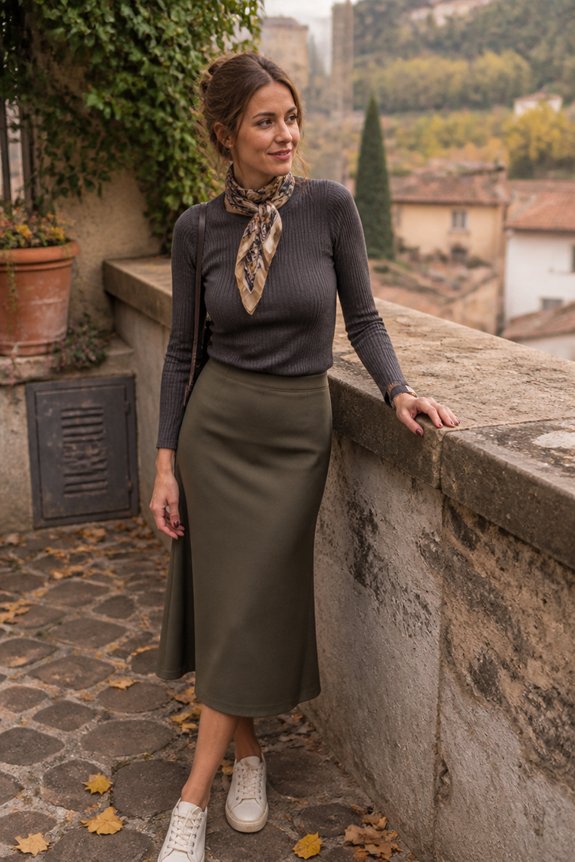 chic ribbed skirt ensemble