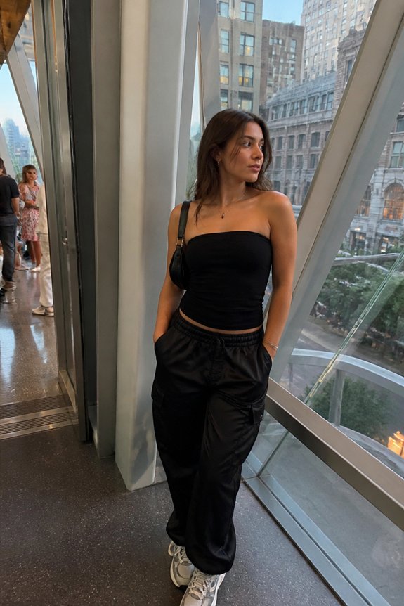 chic satin cargo look