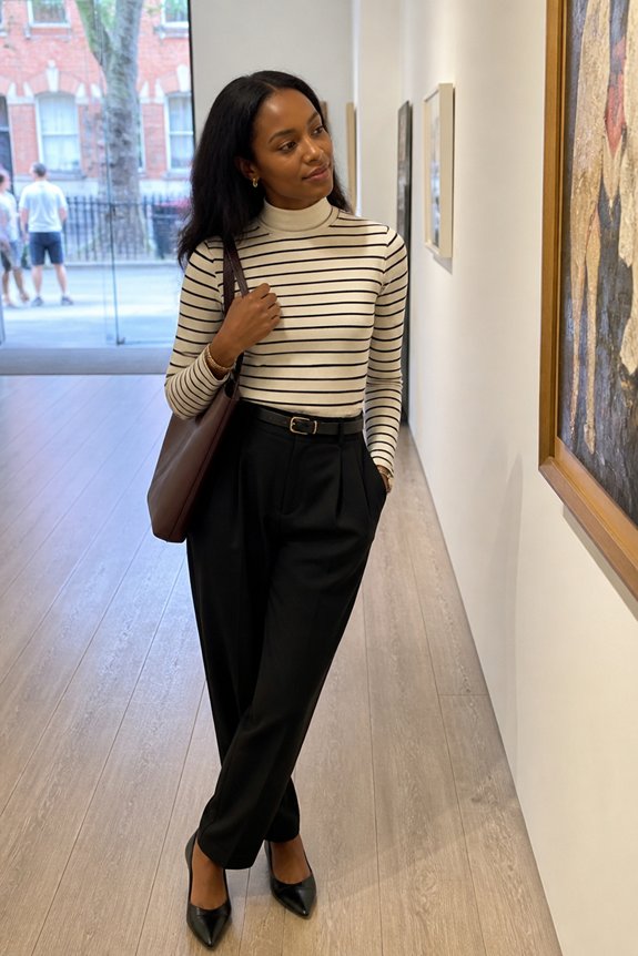 chic striped casual ensemble