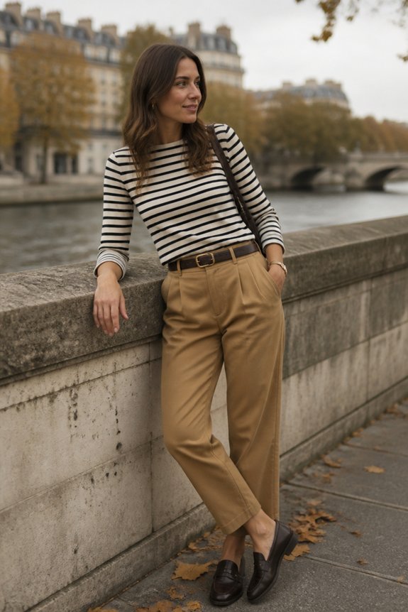 chic striped casual ensemble