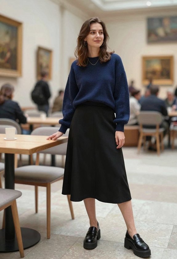 chic sweater skirt ensemble