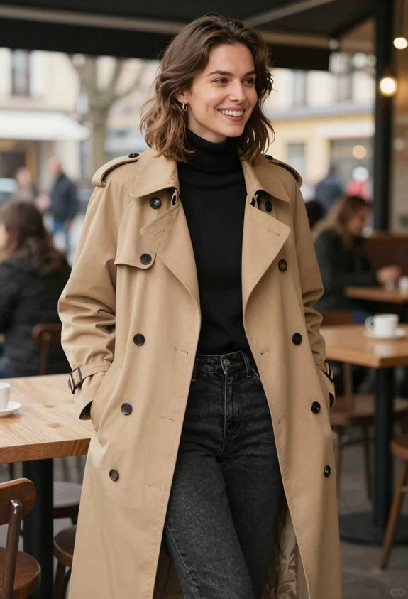 cognac trench coat elegance