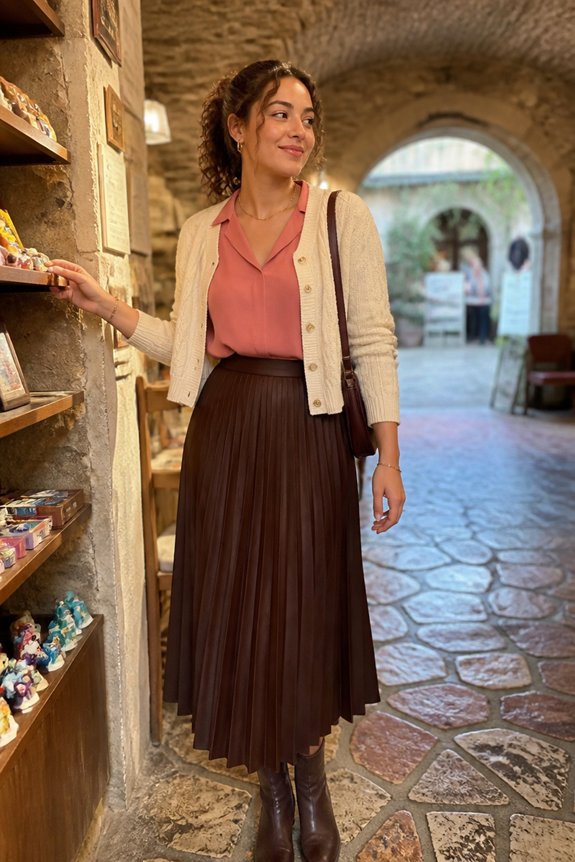 coral chocolate pleated cozy