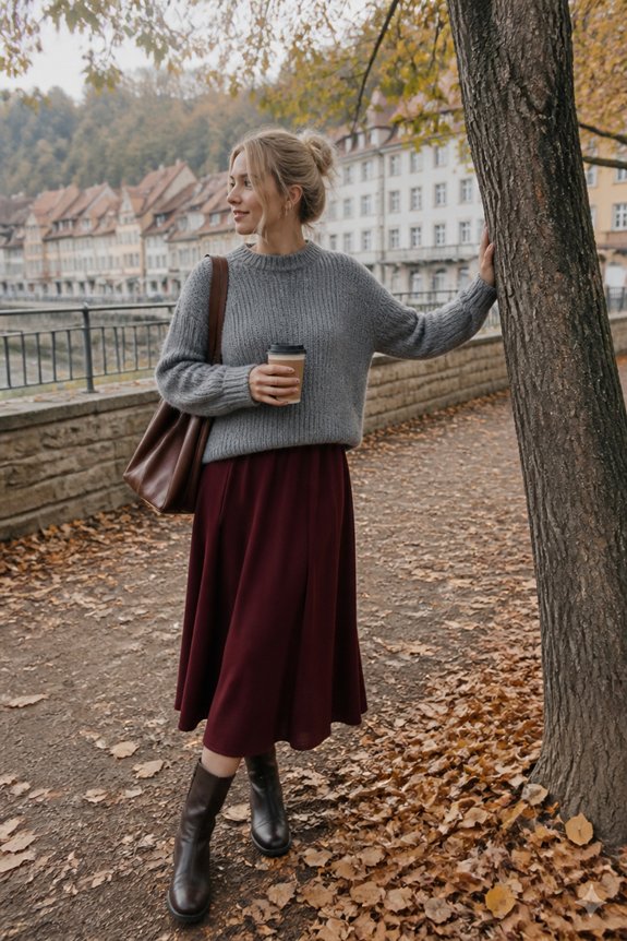 cozy gray sweater ensemble