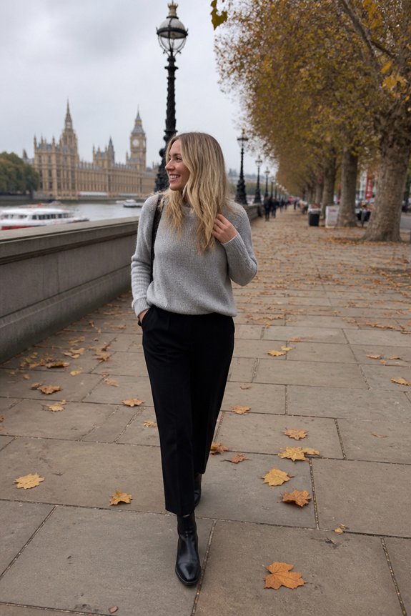 cozy gray trousers boots