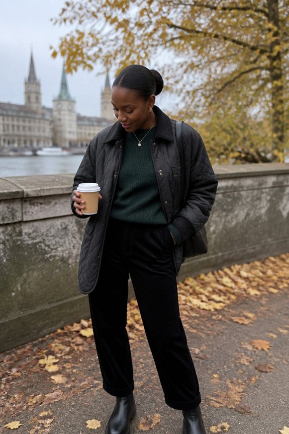 cozy green fall layers