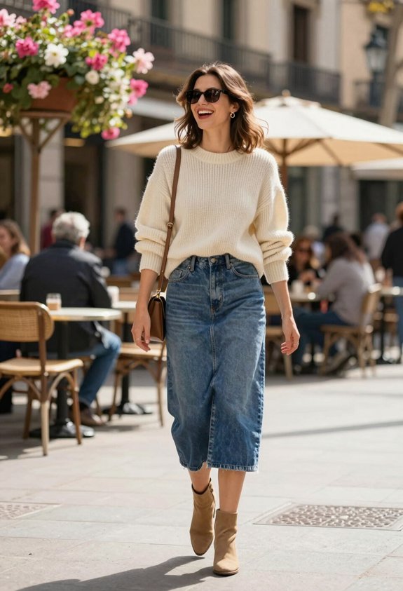 cozy knit with flowing skirt