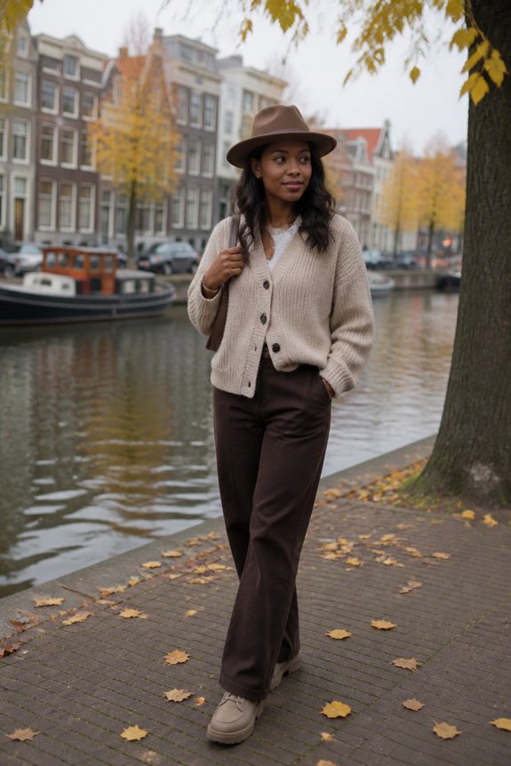 cozy neutral layered look