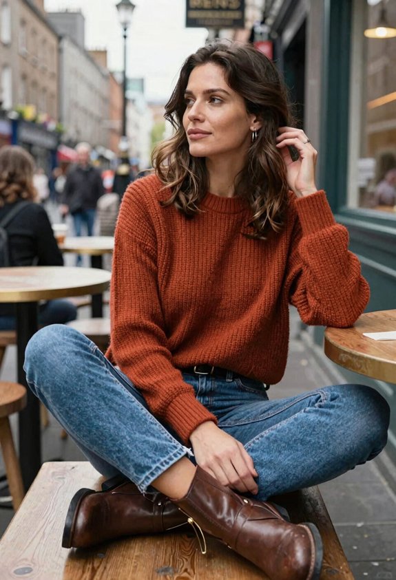 cozy rust sweater ensemble