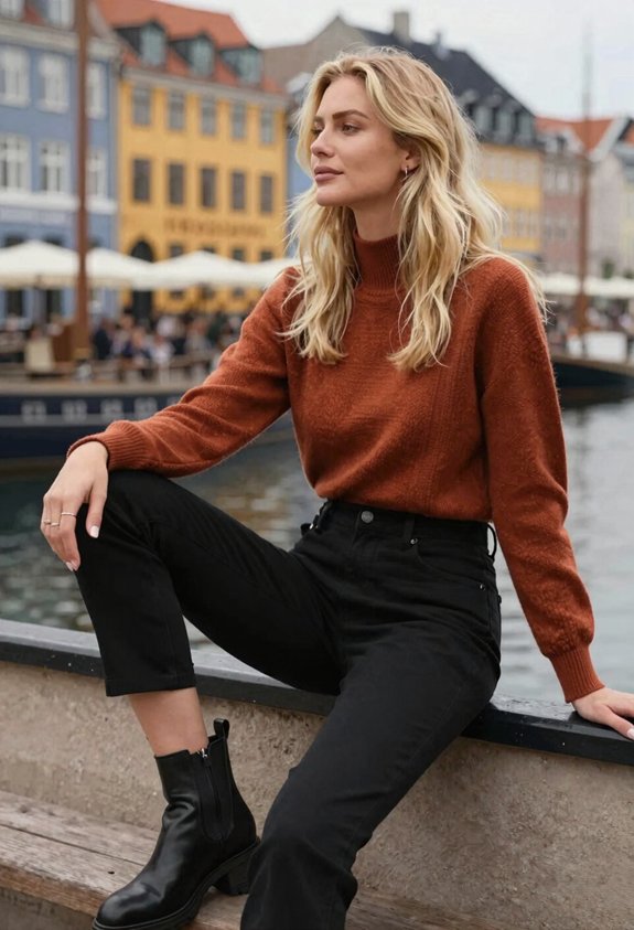 cozy rust top outfit