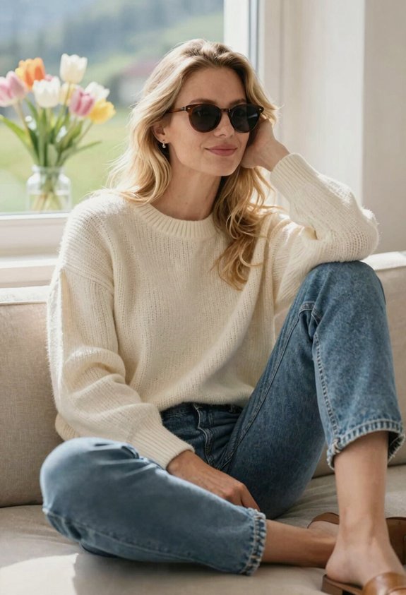 cozy sweater casual jeans