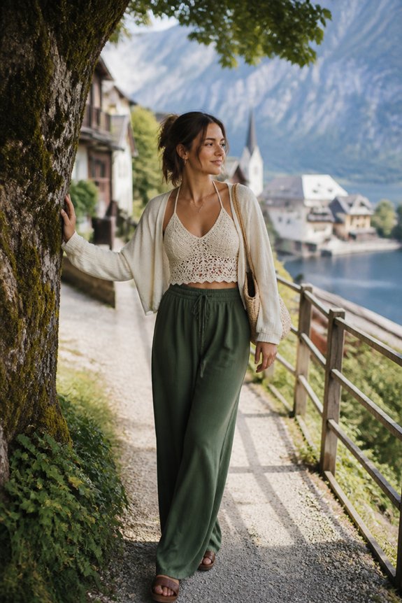 cream crochet top ensemble