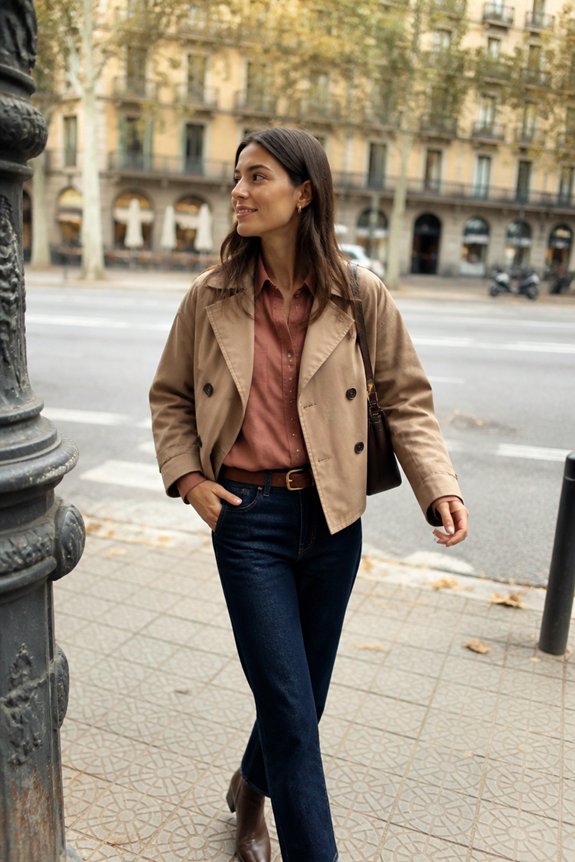 dusty rose denim layered style