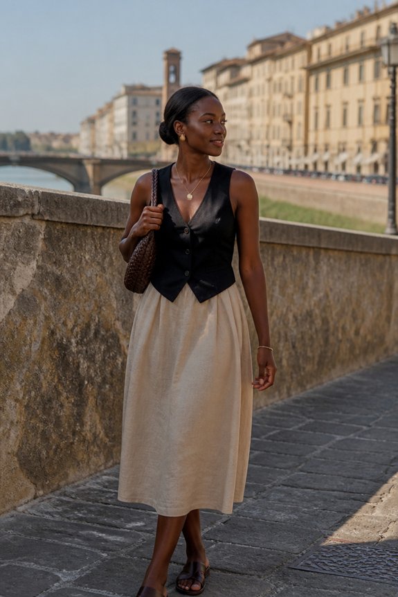 elegant black linen ensemble