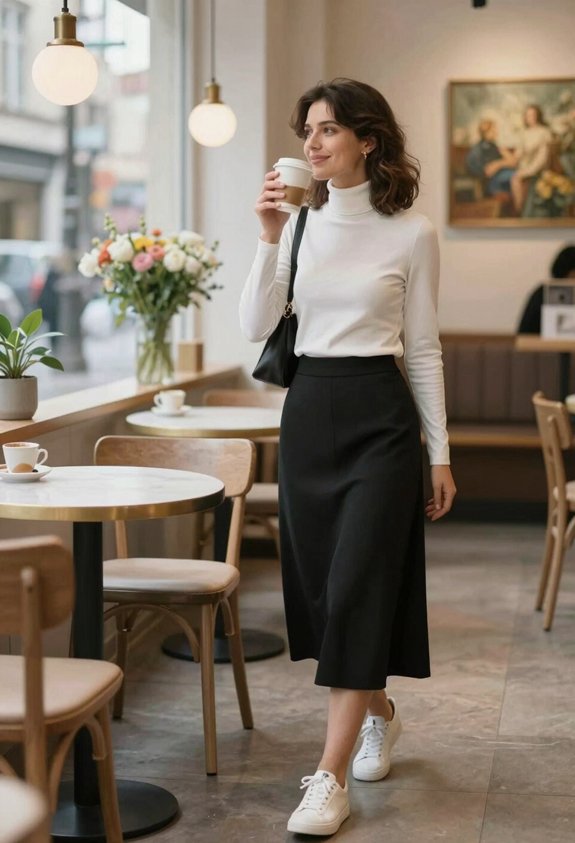 elegant black midi outfit