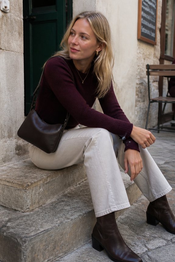 elegant burgundy casual outfit