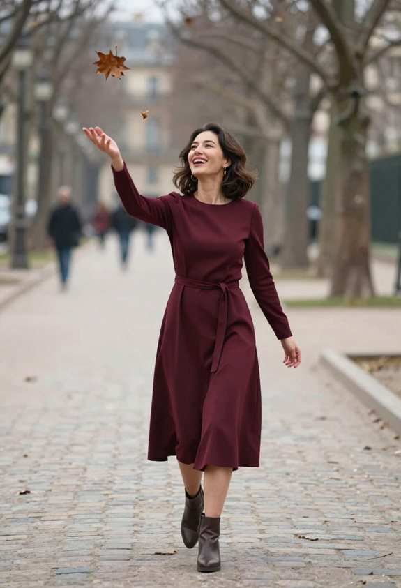 elegant burgundy dress ensemble