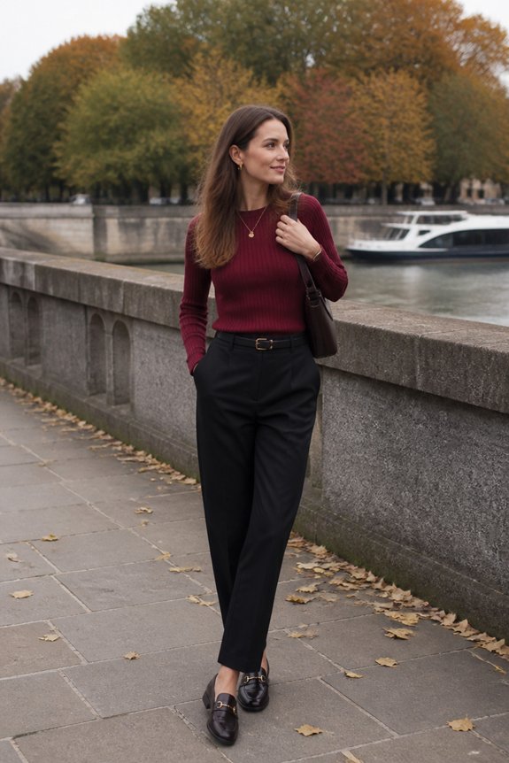 elegant burgundy knit ensemble